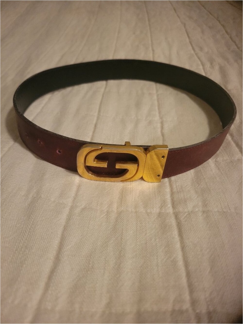 Gucci Brown Leather Belt with Gold Interlocking G Buckle - Picture 7 of 7